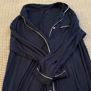 Stars Above Navy Pajama Set with White Trim